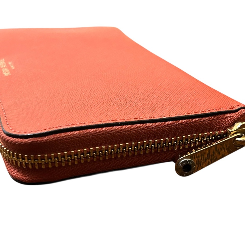 Henri Bendel Zip Around Wallet Orange Saffiano Leather - Picture 3 of 10